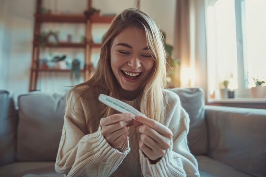 The woman's happiness overflowed as she envisioned a future filled with love and laughter, thanks to the pregnancy test