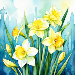  Spring  composition of daffodil flowers  - 764046630
