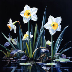  Spring  composition of daffodil flowers  - 764046686