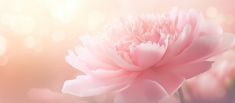 Soft pink peony flowers. Close up macro image of beautiful pink peony flower with smooth light and bokeh background.