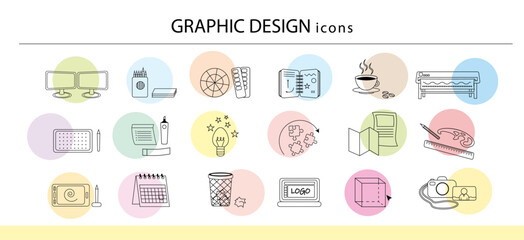 graphic design icons, icons work of a computer graphic designer,
modern icons
