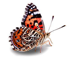 Colourful Painted Lady Butterfly On A Transparent PNG Background