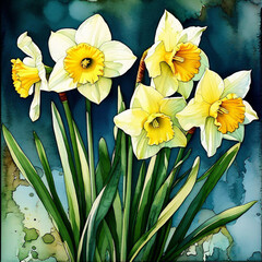  Spring  composition of daffodil flowers  - 764047426