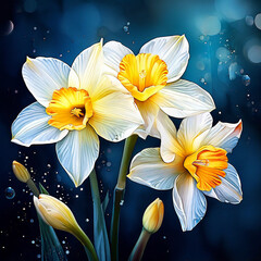 Spring  composition of daffodil flowers  - 764047869