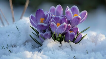 Blooming Resilience: Crocuses Defying Winter's Chill