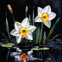  Spring  composition of daffodil flowers  - 764048653
