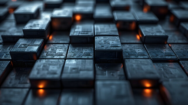 Visually striking image of cubes illuminated from below with an orange fiery glow representing warmth and energy