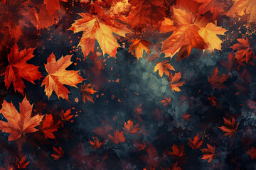 Autumn maple leaves foliage for background - obrazy, fototapety, plakaty