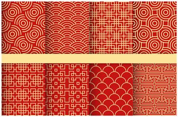 Chinese seamless patterns set, chinese ornamental background, traditional asian design, vector