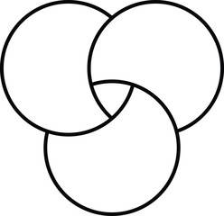 Discrete maths icon. Overlapping circles. Intersection. Venn diagram icon. vector symbol on white background