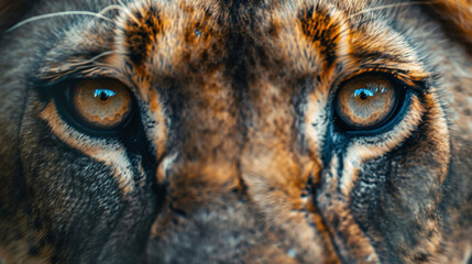 Front view lion portrait. 