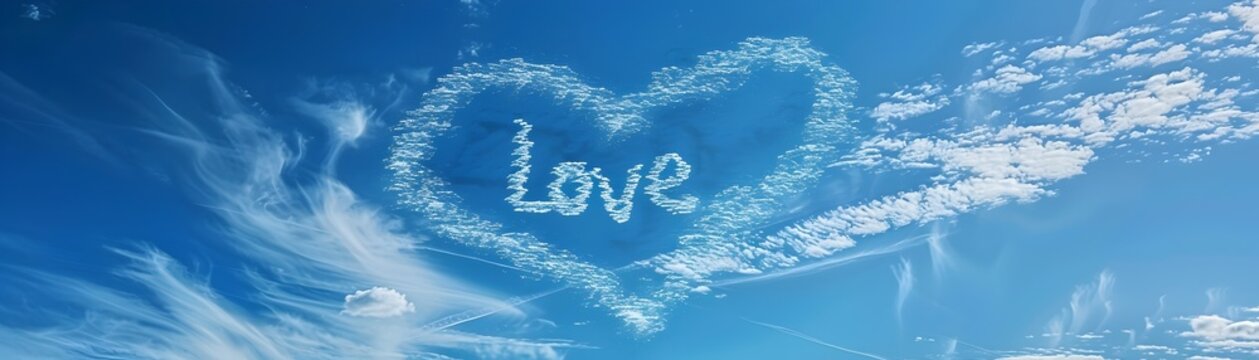 Ethereal Skywritten Love Message in Wispy Clouds