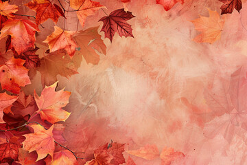 Naklejka na ściany i meble Beautiful autumn maple leaves around the frame