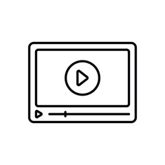 Thin Line Video Player vector icon