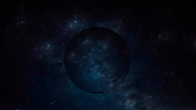 The black hole approaches and distorts the outer space.