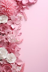 Obraz na płótnie Canvas pink background with flowers for wedding invitations Generative AI