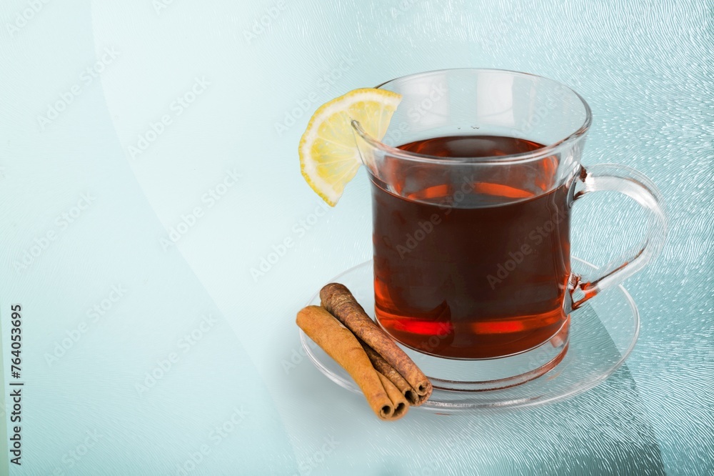 Canvas Prints tasty hot tea in cup on the desk