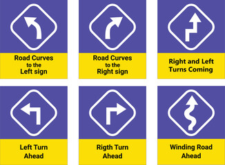 set of road arrows sign