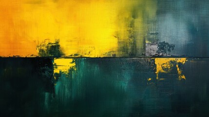 Where Opposites Collide. A Vivid Abstract Landscape of Warm Yellows and Cool Teals