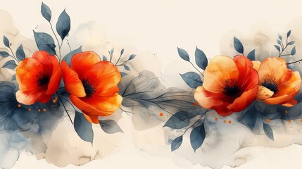 Flowing, organic shapes, water colors, golden line art. Modern background for banners, posters, web and packaging.