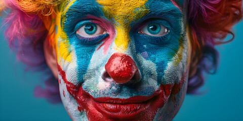 A colorful comedian joker celebrates April Fool's Day, bringing humor and entertainment to the festive atmosphere with playful mischief and tricks. - obrazy, fototapety, plakaty