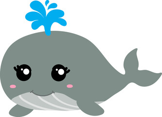 cute whale cartoon, sea animal