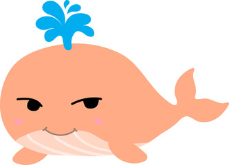 cute whale cartoon, sea animal