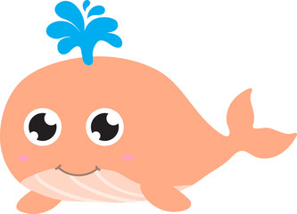 cute whale cartoon, sea animal