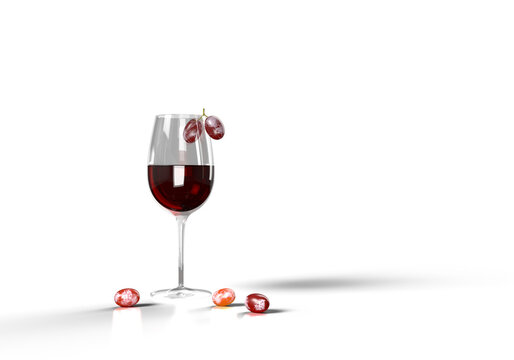Wine bottle scene with grape and wine glass mockup template 3d render.png files