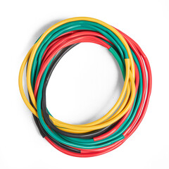 Isolated jumper cables showcased in high resolution against a white backdrop.