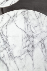 Two Marble table. White marble surface with gray streaks, veins. White Marble Texture Background,  Marble with Natural Grey Streaks.
