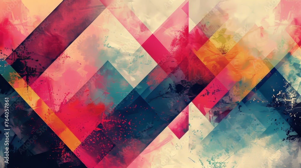 Poster modern template for abstract art background with geometric element moderns. watercolor texture templ