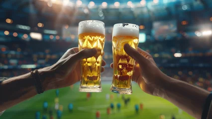 Foto op Plexiglas Toasting Beer Glasses at a Soccer Stadium © 대연 김