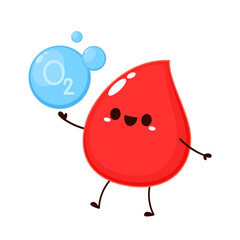 Red blood cell character design. Red blood cell vector. free space for text. Water symbol vector. Oxygen O2 molecule models blue and chemical formulas.