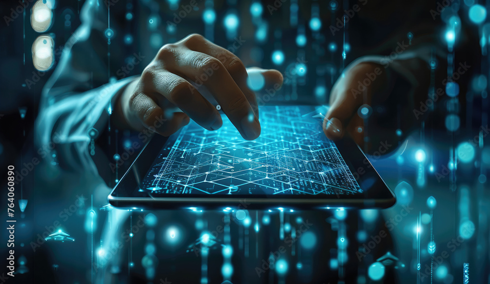 Leinwandbilder cyber security, data protection information privacy internet technology concept. businessman working