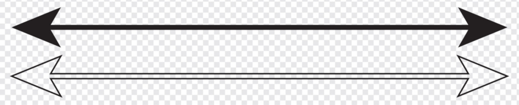 Horizontal dual thin long straight double ended arrow. eps 10