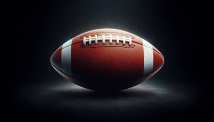 American Football Ball on Black Background