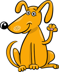cartoon yellow dog character waving his paw