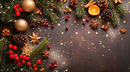 Obraz na płótnie Canvas Festive holiday background with seasonal elements, colors, and a joyful ambiance