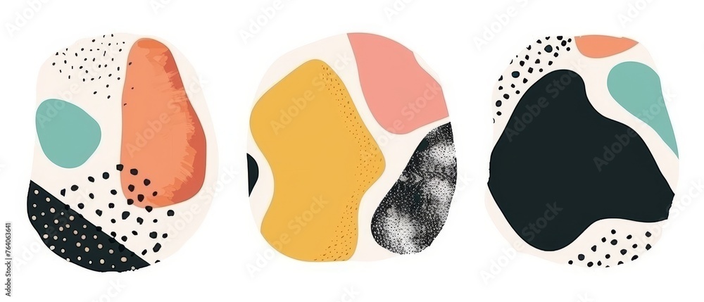 Poster the kit contains abstract simple round liquid blob shapes on transparent background. irregular rando
