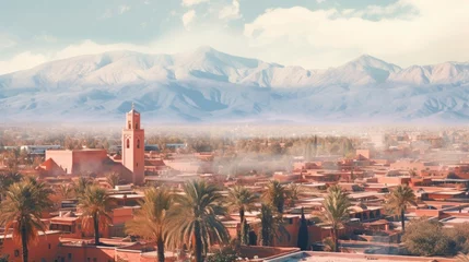 Fotobehang a beautiful view of marrakech detailed watercolor. © SULAIMAN
