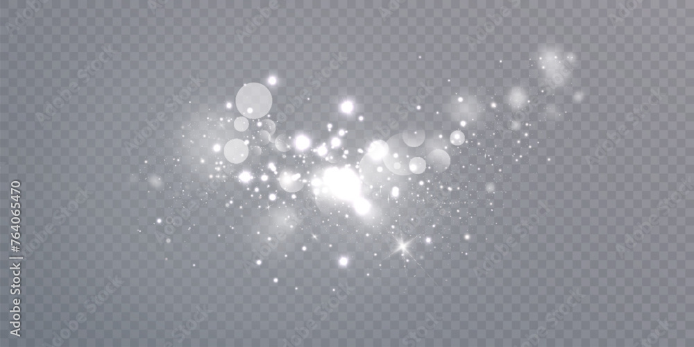 Poster abstract bokeh lights, white light dust isolated on transparent background for christmas and new yea
