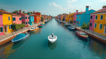Fototapeta na wymiar Burano island in Venice, nice summer morning.