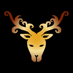 Deer head with antlers. Vector illustration of a deer head. - 764066260
