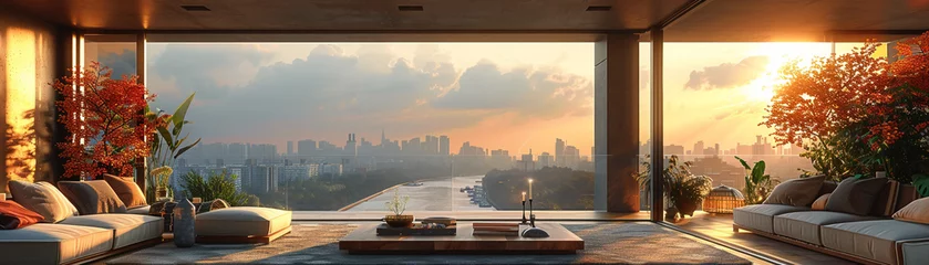 Fotobehang An elegant terrace city skyline view © Parinwat Studio