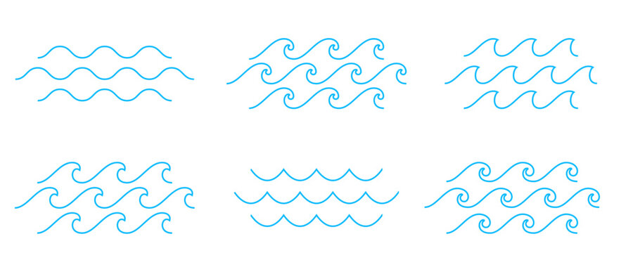 Sea wave pattern background. Vector ocean wave shape pattern. Water line background. Seamless marine decoration pattern background