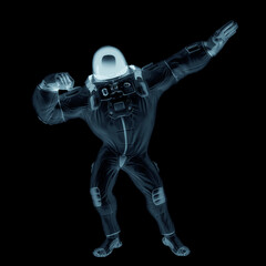 Fototapeta na wymiar astronaut cartoon is doing the artistic muscle pose