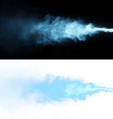 White smoke with a hint of blue hue on black and transparent alpha background, offering a subtle overlay element. - 764068298