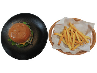 hamburger and french fries