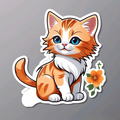 Diseño de pegatinas gatito y flor